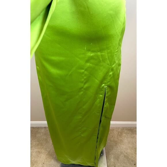 Khanums Kenisei Crystal Embellished Halter Green Limeade Maxi Gown Size Medium - Picture 6 of 12
